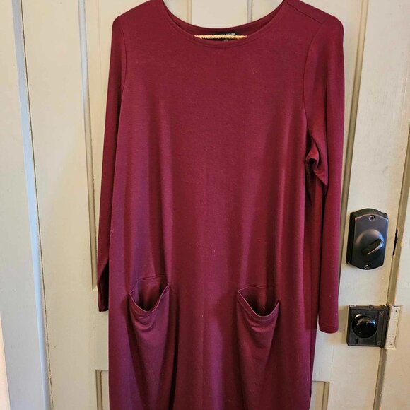 Eileen Fisher Dress or Tunic in Burgundy - POCKETS - Picture 3 of 12
